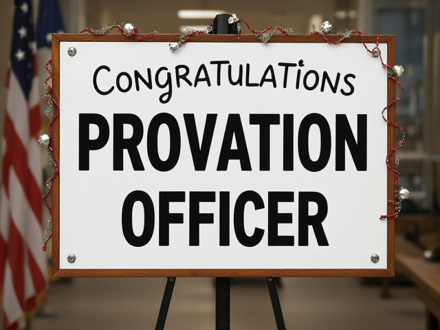 create a congratulations probation officer sign with law decorations