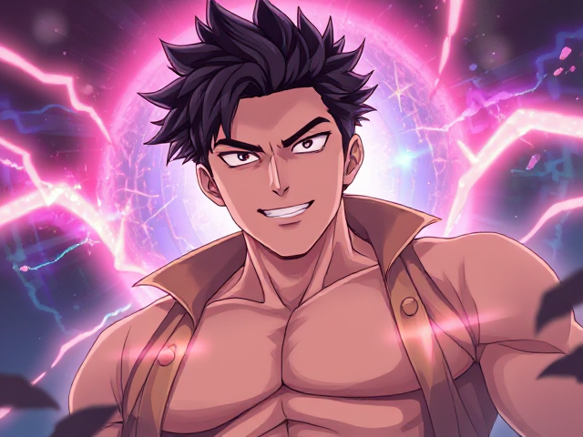 epic anime man with maxed-out aura