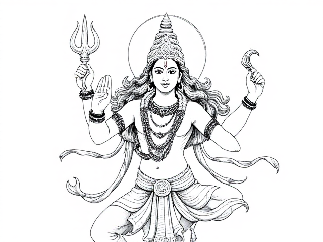 lord shiva dancing image drawing white color"