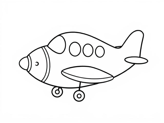 Create a simple black-and-white coloring page featuring a cute little airplane designed in a sketch style. The airplane should be illustrated as a full-body outline in a mandala style, ensuring it appears playful and approachable for young children aged 2 to 4.


Design the airplane  with basic, friendly features, emphasizing a round body and incorporating a few gentle curves for legs and a tail. Include a friendly expression to enhance its inviting character.


Ensure that the details are minimalistic to allow for easy coloring, aiming for a playful and engaging design that captures the imagination of kids in the midst of their artistic journey. The background should always be white to keep the focus on the house.