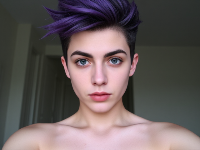 MHA OC. Purple spikey hair. Purple eyes