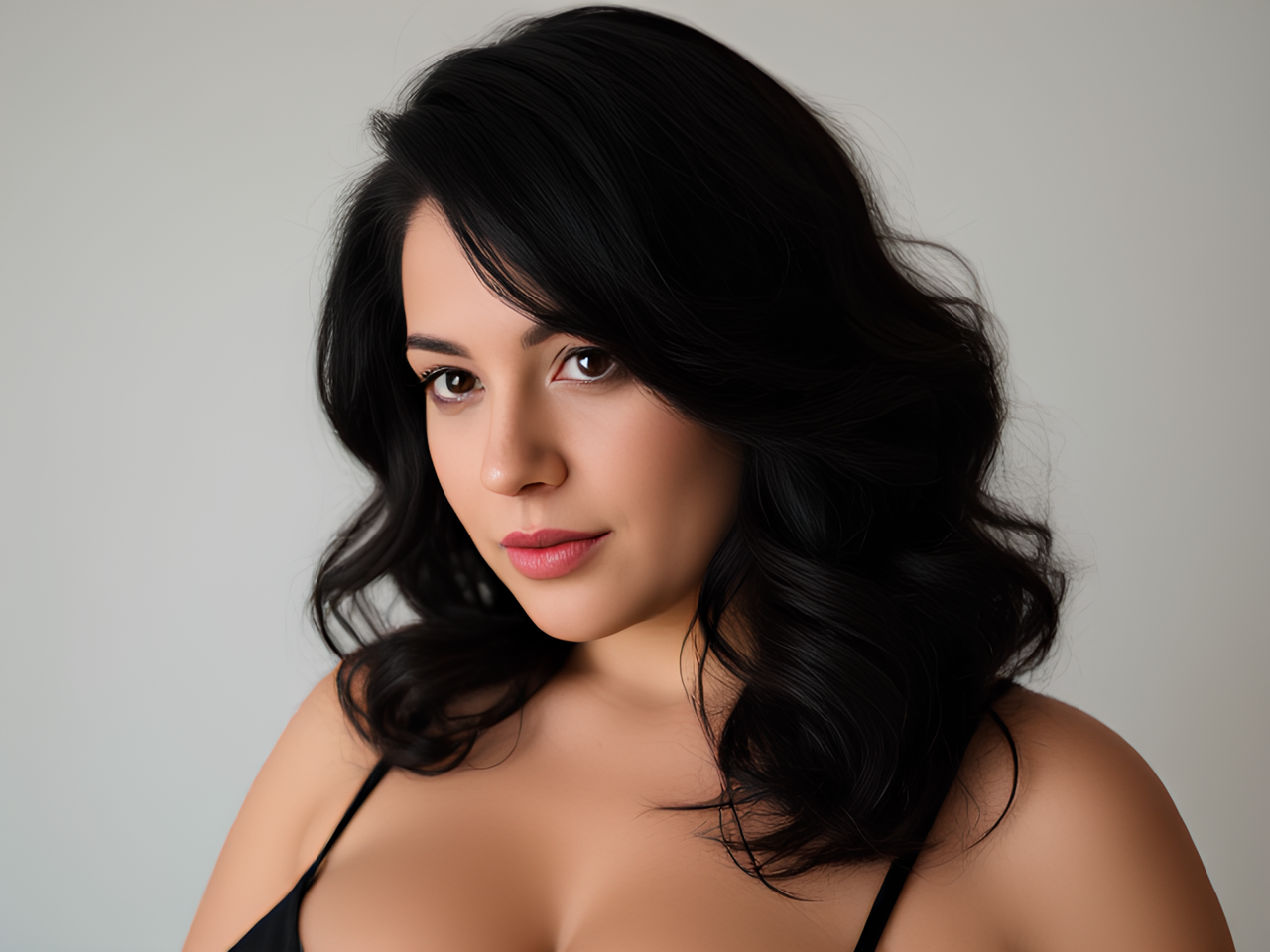 Curvy woman with black hair