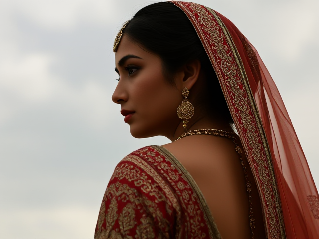 Indian woman in traditional Nikkah clothing