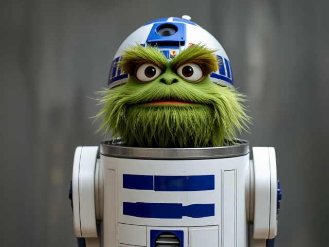 oscar the grouch in a Trashcan that looks like r2d2