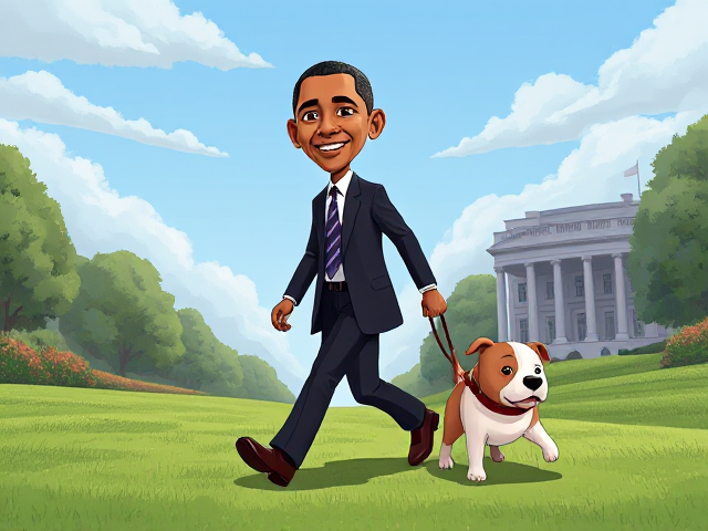 obama walking the dog