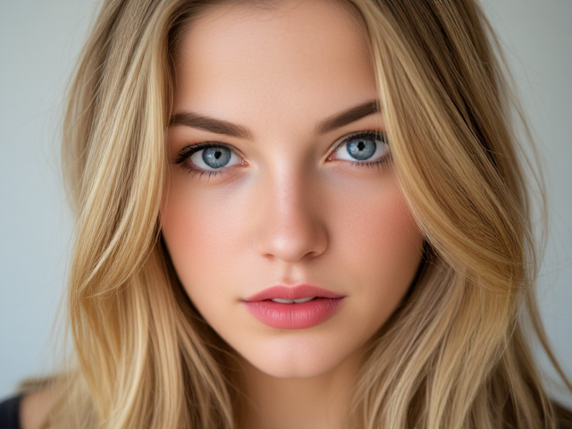 Beatiful blue eyes young woman