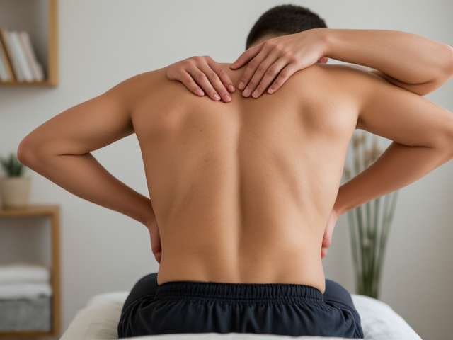 lower back massage on guy