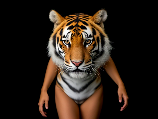 Anthropomorphic tiger one piece swimsuit