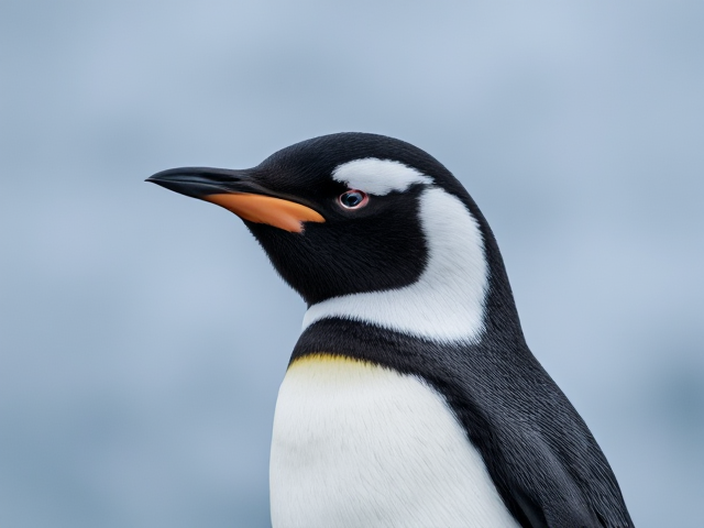 génère moi un pingouin dans le style des portraits sur les dollards américain
