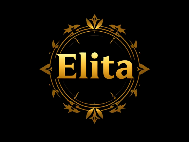 Make an Epic Awesome Global Elite Rank Logo With a Golden text inside that says Elita on a black Background