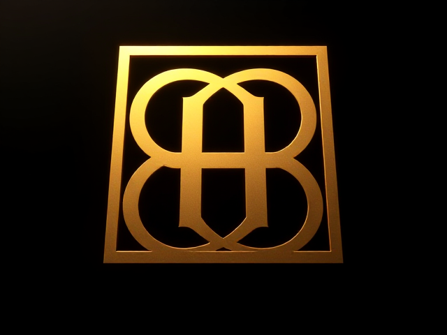 Logo symbole rectangle vertical doré, symbole, lettres CHR entrelacées dans un symbole élégant sur fond noir