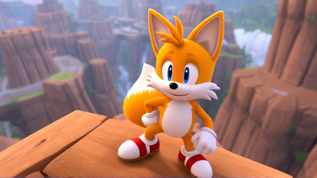 Tails the Fox is scared facing his fear of heights Tails' knees knock SEGA Video Game