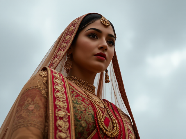 Indian woman in traditional Nikkah clothing