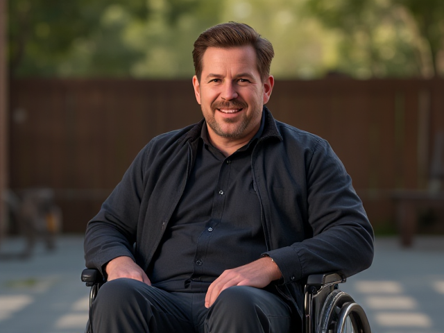 Patrick Warburton In a wheelchair