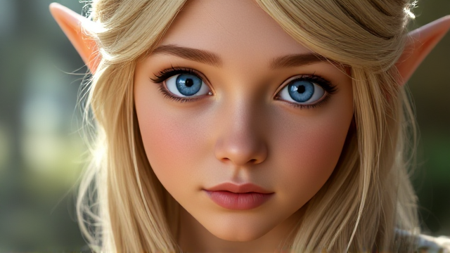 Elf long blonde hair blue eyes