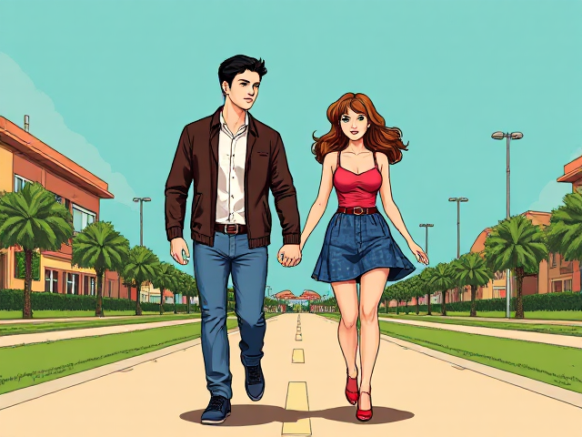 cute couple walking