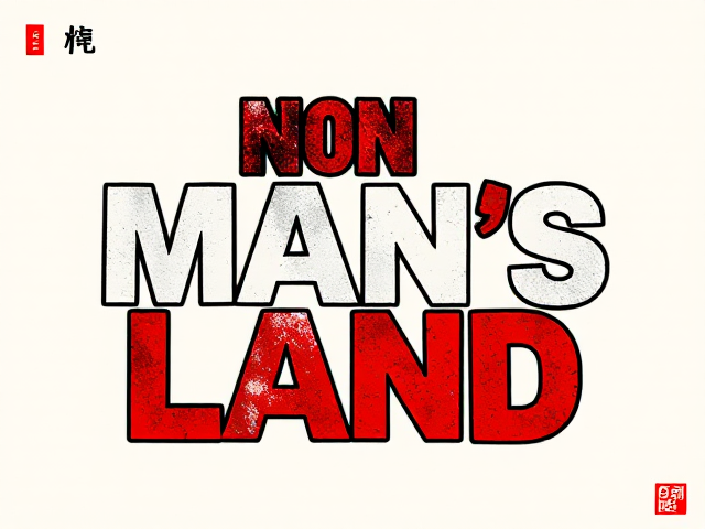 Titre : No Man’s Land
Logo de manga.
Lettres stylisées, typo légèrement street art, kanji japonais 
Lettes superposées.