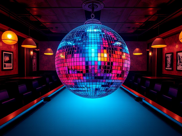 disco ball in a billiard bar