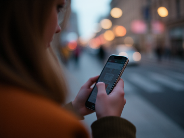 fait moi une image représentant une personne sur son téléphone