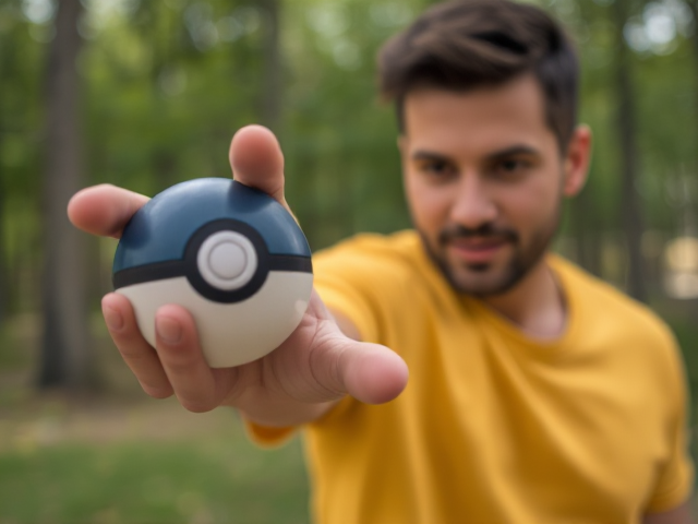 realistic man right hand grabbing pokemon ball
