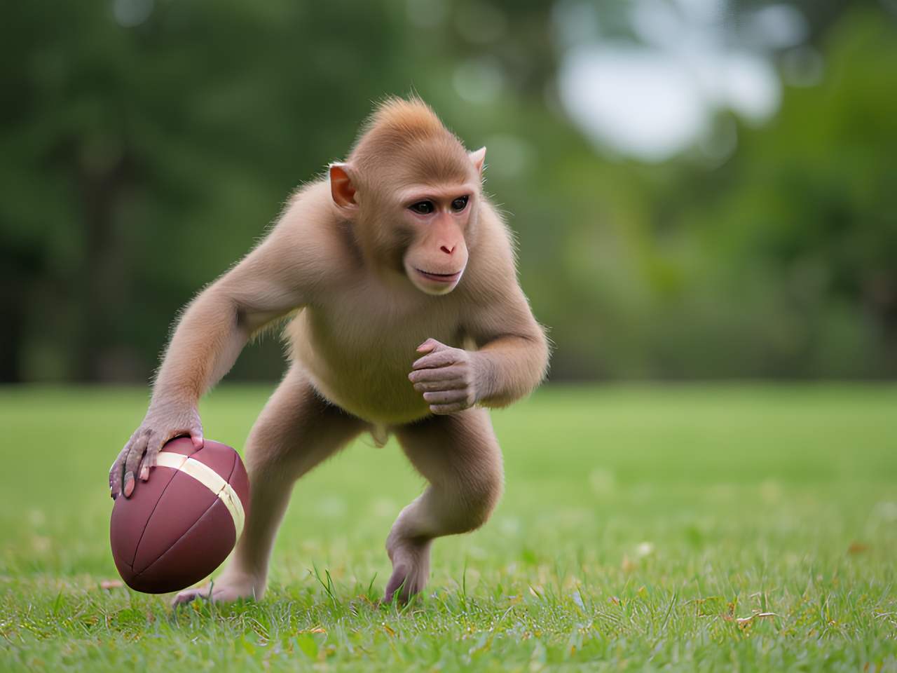 monkey playing american football