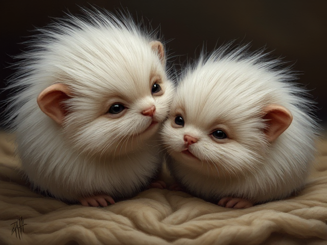 Petits boules vivante avec beaucoup de poiles