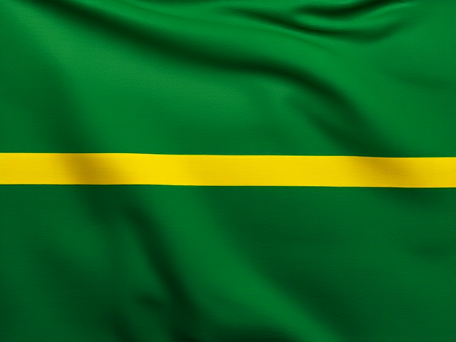 drapeau vert, jaune et bleu à bandes horizontales, avec des détails clairs et précis