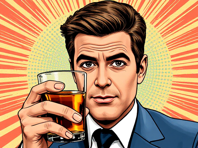 Dessine moi georges clooney avec un verre dans la main