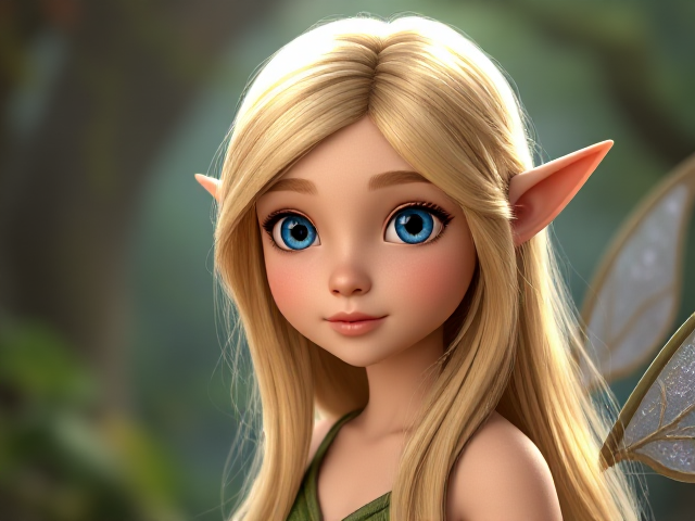 Elf long blonde hair blue eyes