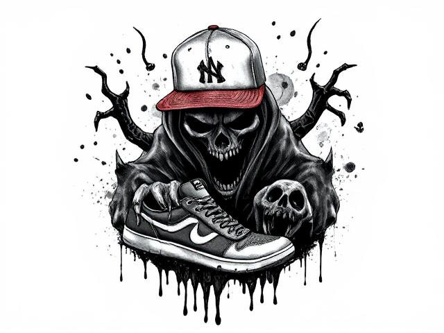 Logo innovant et artistique, inspiré par le hip hop, intégrant des éléments distinctifs de la culture urbaine tels que graffitis, baskets et casquettes, avec une esthétique contemporaine et dynamique