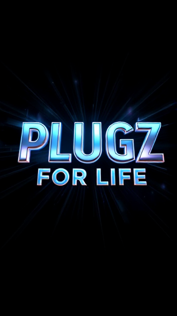 Create a visually arresting 3D logo for "PLUGZ FOR LIFE" that exudes ultra-modern, sleek design elements with bold sans-serif typography which dynamically bursts forth from a pitch-black background. Infuse the artwork with electrifying light beams inspired by the Capcut app icon's luminosity, casting profound shadows and creating striking highlights across the logo's contours. Incorporate a fusion of cutting-edge curves, crisp edges, and fluid lines to convey both rapidity and elegance. The logo should be enveloped in a metallic skin exhibiting a lustrous, mirror-like finish to dramatically bounce off light, imbuing it with an essence of vigorous motion. Draw upon Pixar's hallmark of incisive imagery and pronounced geometric shapes, injecting the tableau with a lively color spectrum and polished surfaces for additional depth. Utilize rendering techniques paralleling Unreal Engine's hyper-realism and Octane Renderer's ray tracing capabilities to achieve mesmerizing reflections, alongside V-Ray's sophisticated lighting effects to accentuate the mood. Strive for an overwhelmingly surreal visual spectacle that flirts with sci-fi elements, deliberately exaggerating every aspect for maximal impact. This creation ought to be perceived as audaciously lavish, overtly eschewing any inclination towards subtlety or minimalism.