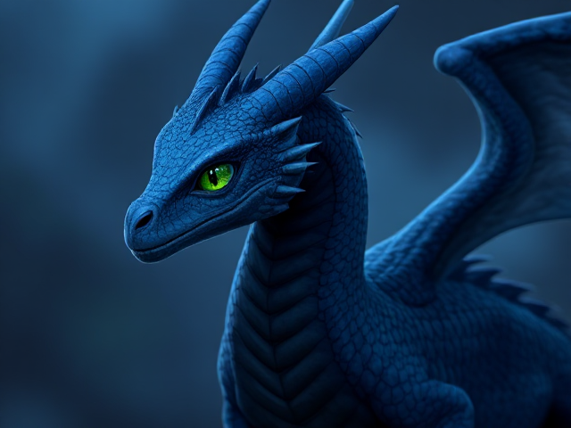 wings of fire art style.
Michiru is a young dragon, almost hitting her teens. She is a midnight blue dragon with black chest scales. She has ears like a horse, and her face is long and narrow. She has long, icicle shaped spikes that align the back of her jaw, and her eyes are green