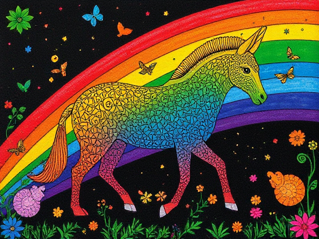 Rainbow side coloring of animals all around there bodies
