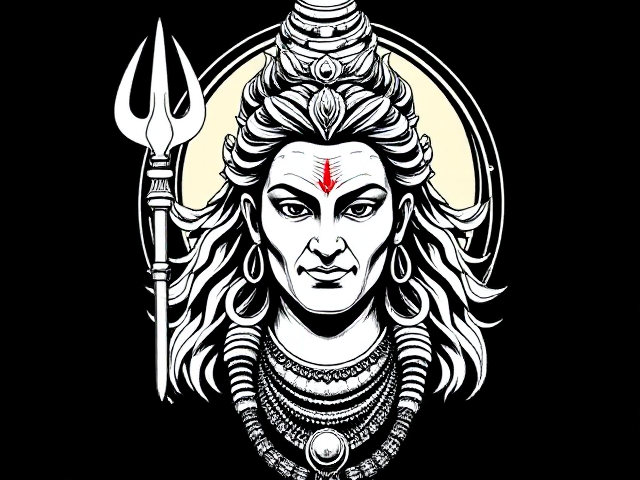 Design a T-shirt and print a  Drawing of Lord shiva mascular 2d image like a drawing illustration