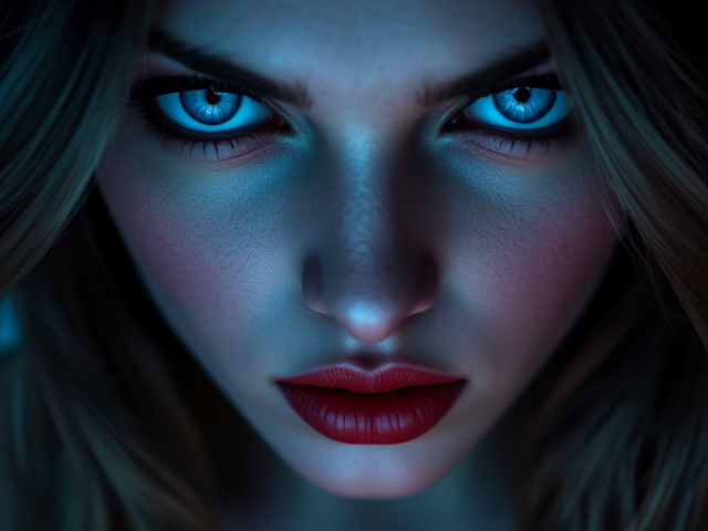 A vampire woman blue eyes