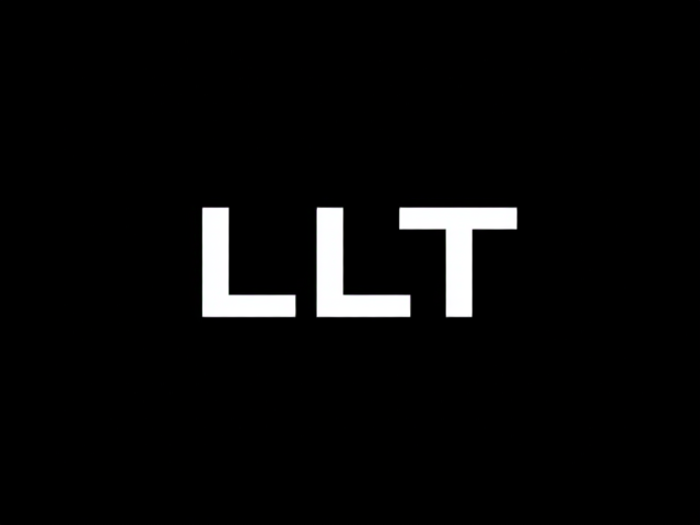 logo sur fond noir uni avec une ecriture « LLT » lisible sans flou