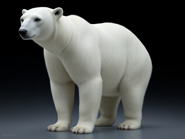 Image d'une femelle ours polaire 
Qui se tient debout de face 
Habillé d'une robe