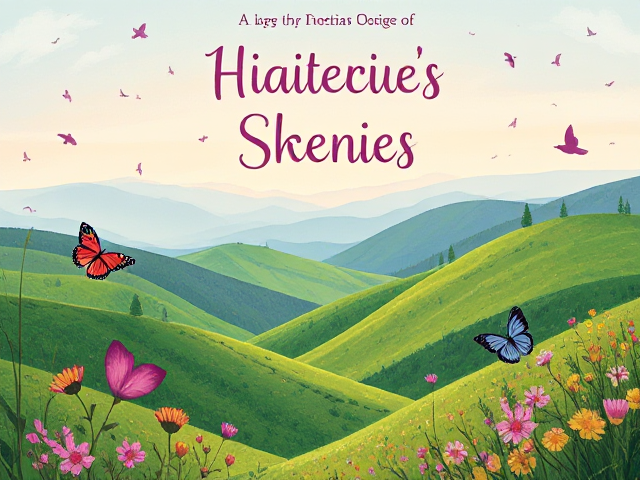 children's fiction book cover for girls aged 7-12 featuring mystical hillsides, butterflies and birds