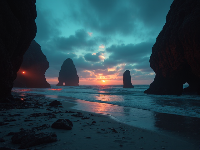 futuristic image of beach