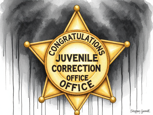 Write congratulations Supervising Juvenile Corrections Officer on top of a star badge (should not say anything not even police on it). Make sure the badge is detailed and golden