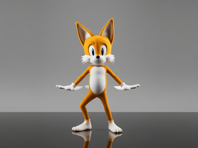Miles Tails Prower the two-tailed anthropomorphic fox from the Sonic the Hedgehog video game series, doing Yoga, Tails is currently standing in the Upward Dog yoga stance