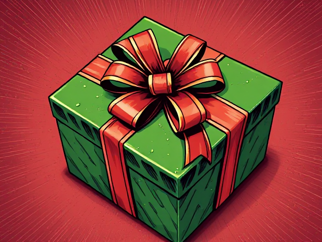 Christmas gift in green wrapping