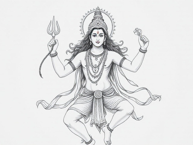 lord shiva dancing image drawing white color"