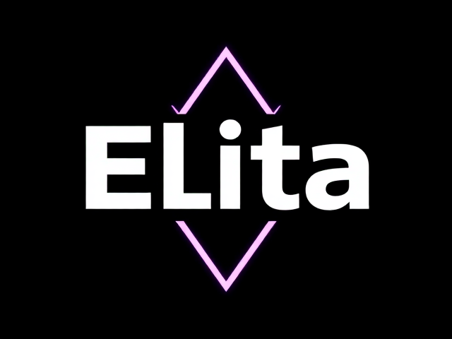 Make an unreal rank logo with a text inside that says Elita  on a black background