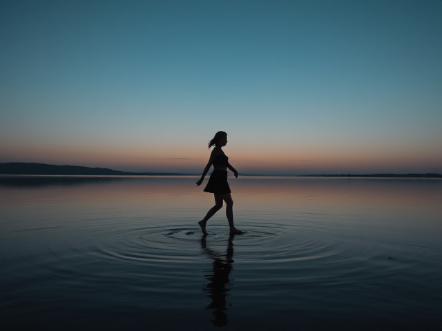 Woman walking on water