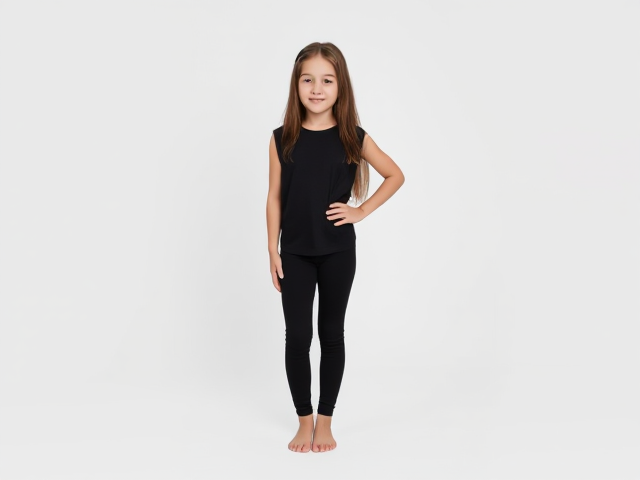 12 year old girl in black leggings