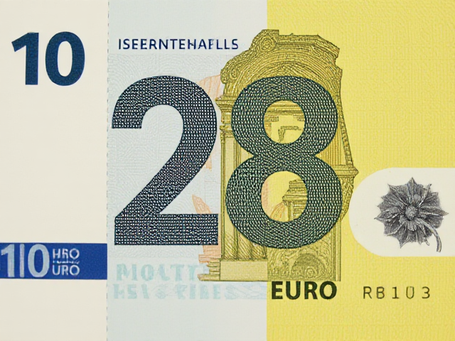 Generator a normal 10 euro bill but instead of the number 10 show 28