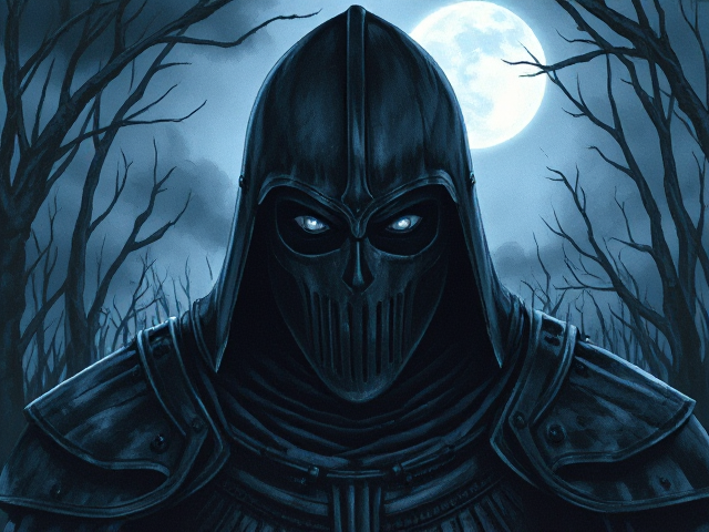 The Black Knight with face covering mask