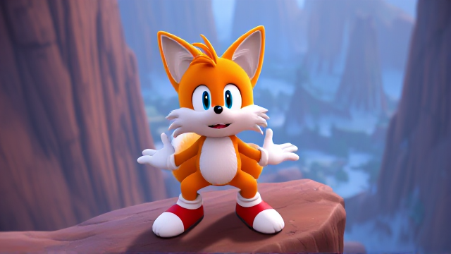 Tails the Fox is scared facing his fear of heights Tails' knees knocking SEGA Video Game