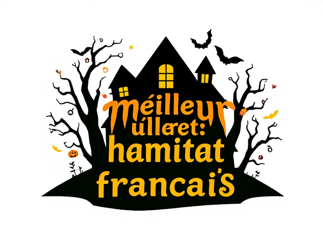 peux tu me faire un logo meilleur habitat francais aux couleurs jaunes et vertes avec des décorations d'halloween